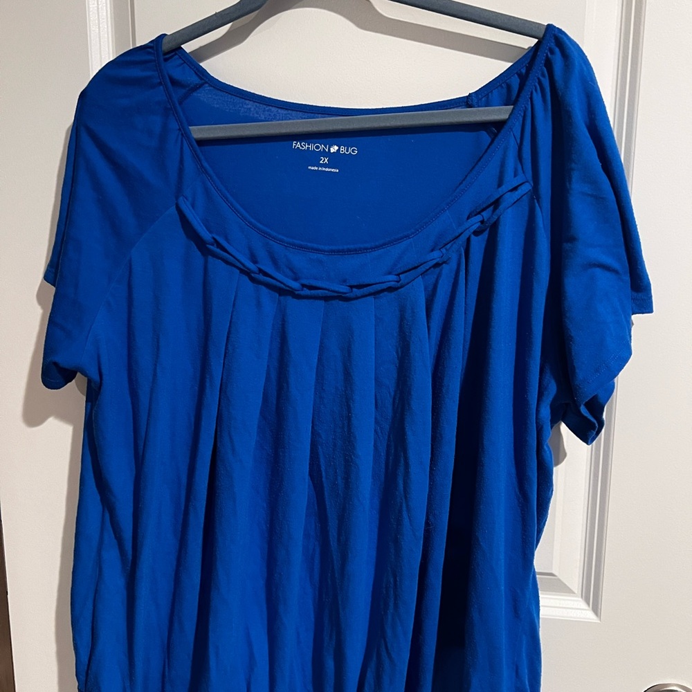 Fashion Bug Royal Blue Scoop Neck Short Sleeve Top